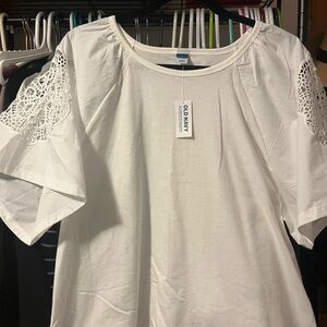 Old Navy White Lace Detail Sleeve Blouse